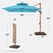 Best Choice Products 10ft Square Woodgrain Pattern 2-Tier Outdoor Solar LED Cantilever Umbrella w/ Base